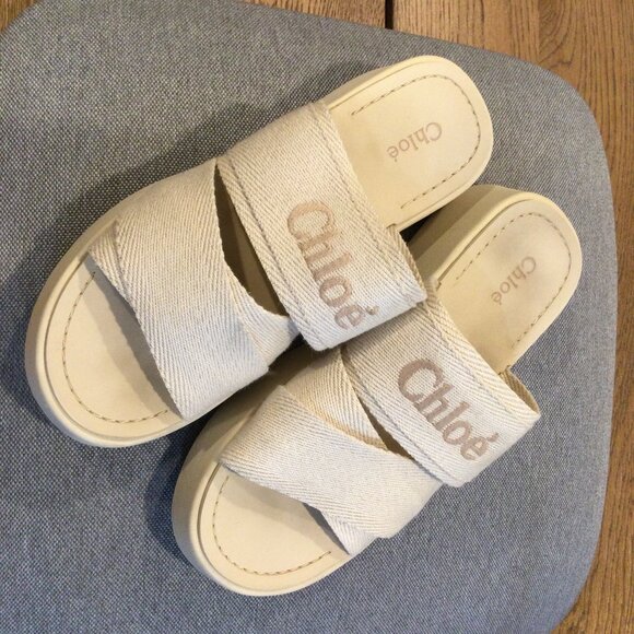 Authentic Chloe Mila Linen Sandals Size EU 36 - Picture 7 of 10